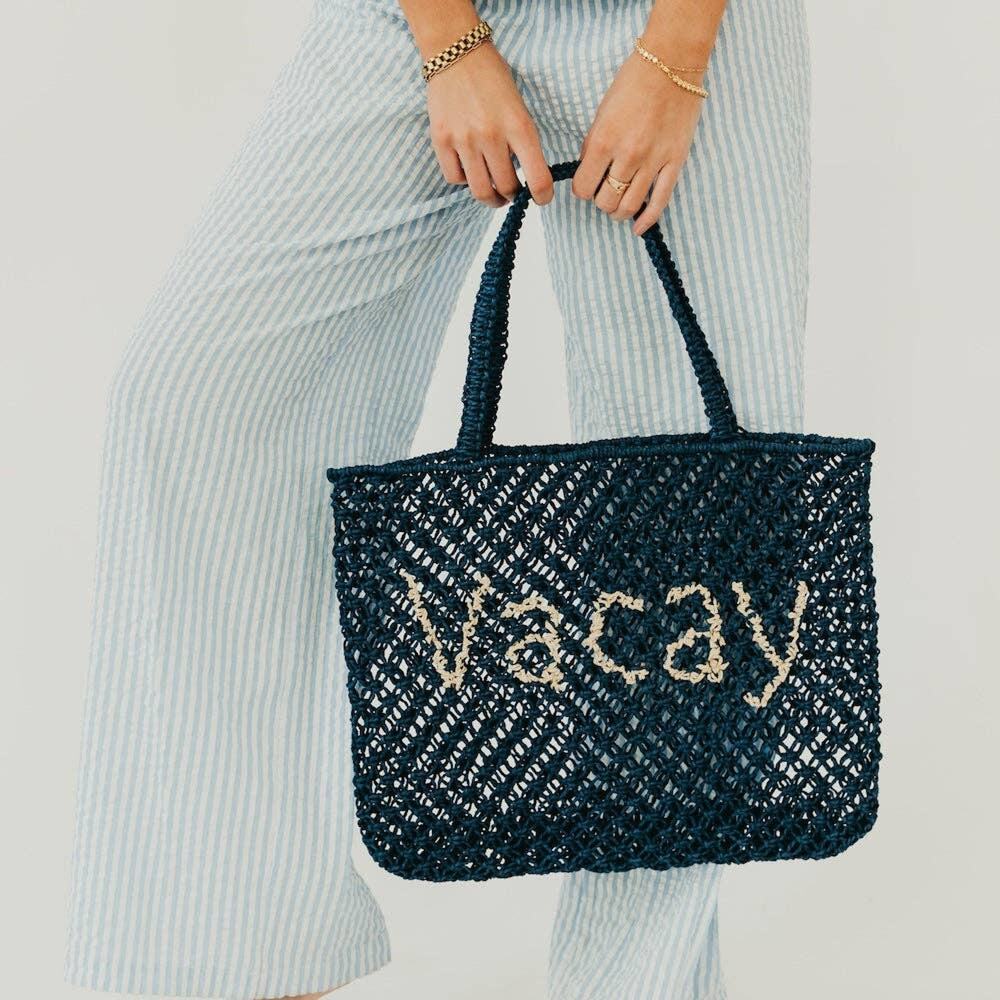 Sandbar Carryall Summer Tote – Navy (Vacay)